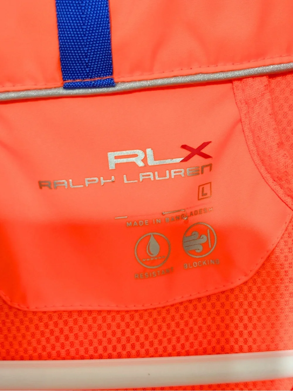 Polo Ralph Lauren RLX Neon Orange Full Zip Golf Wind Vest Men’s Large
